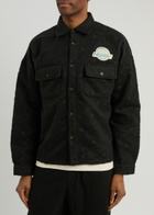 Honor The Gift Floral Jacquard Brushed-knit Overshirt Black