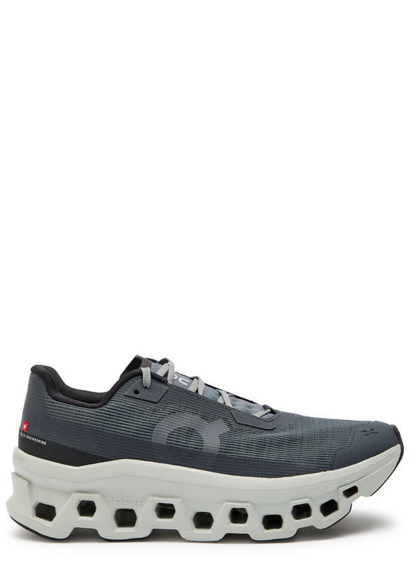Photo: ON Cloudmonster Void Panelled Mesh-knit Sneakers Grey