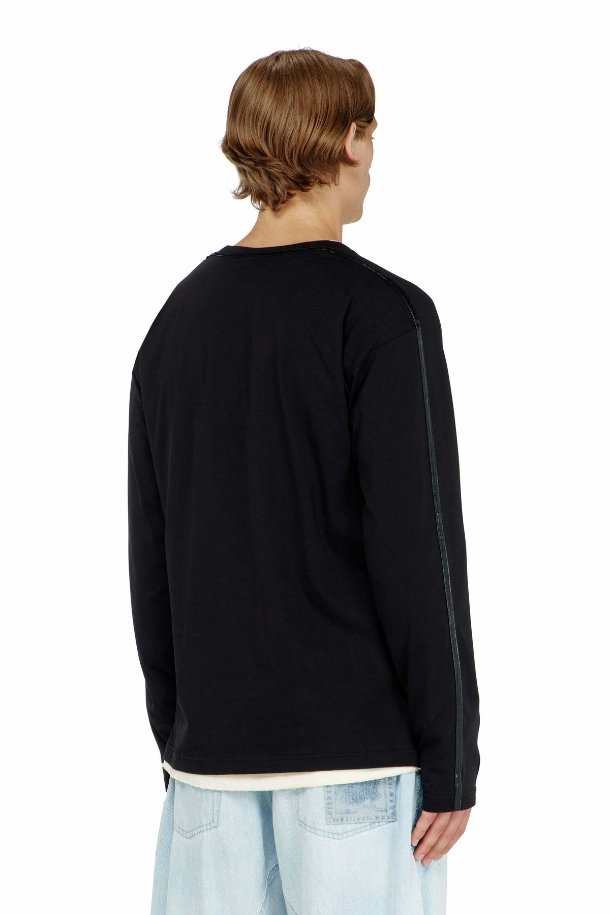 Diesel Long-sleeve T-shirt with tonal trims - T-Shirts Mens in Black