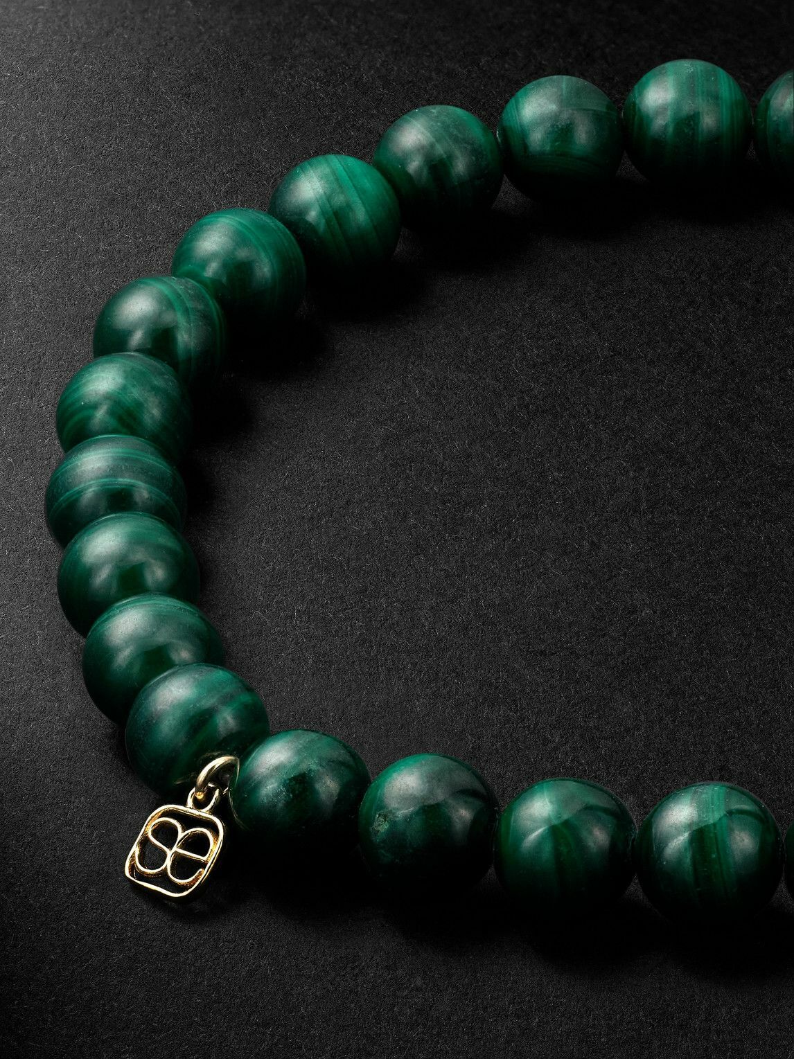 Sydney Evan - 14-Karat Gold, Emerald and Malachite Beaded Bracelet