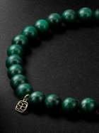 Sydney Evan - 14-Karat Gold, Emerald and Malachite Beaded Bracelet