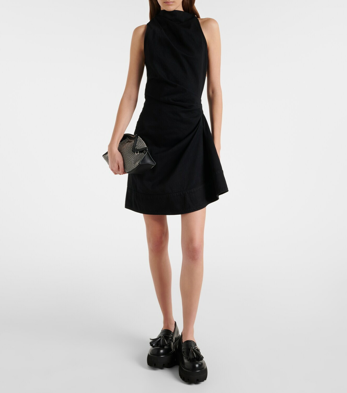 McQueen Draped cotton minidress