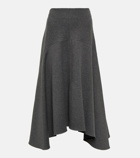 Plan C High-rise cotton-blend midi skirt