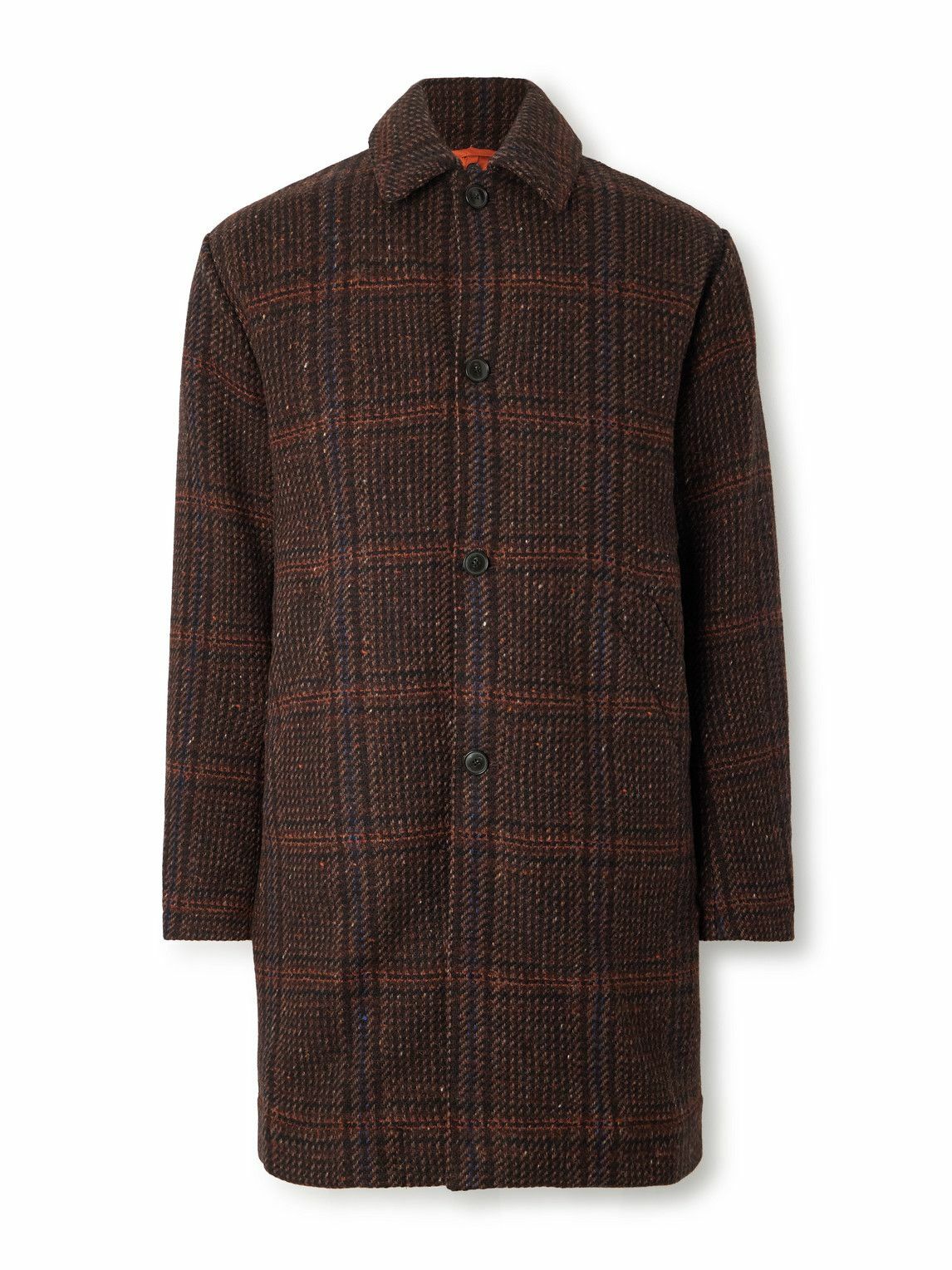 A Kind Of Guise - Manas Checked Virgin Wool-Tweed Coat with Padded Quilted Shell Liner - Brown