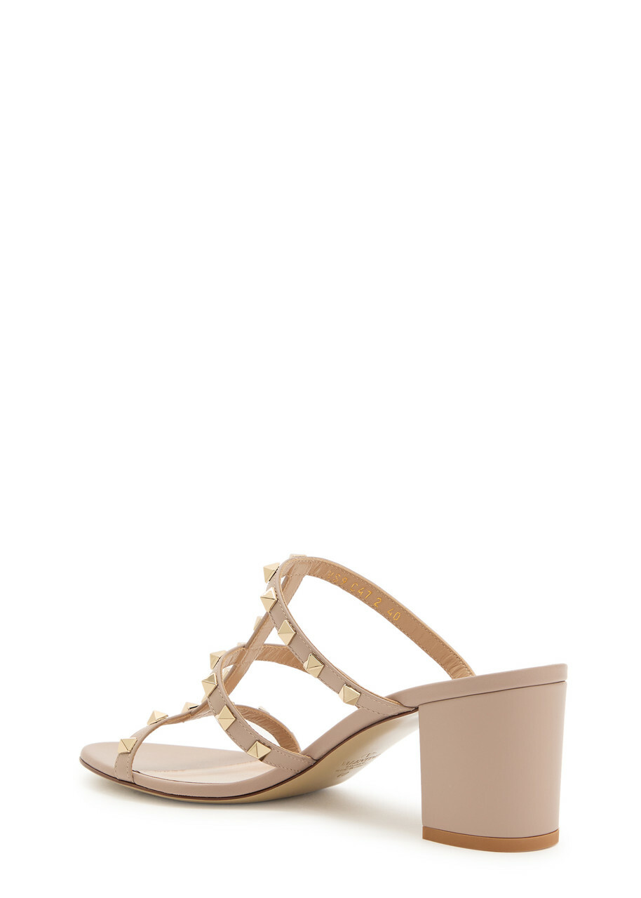 Valentino Garavani Rockstud 60 Leather Mules Beige