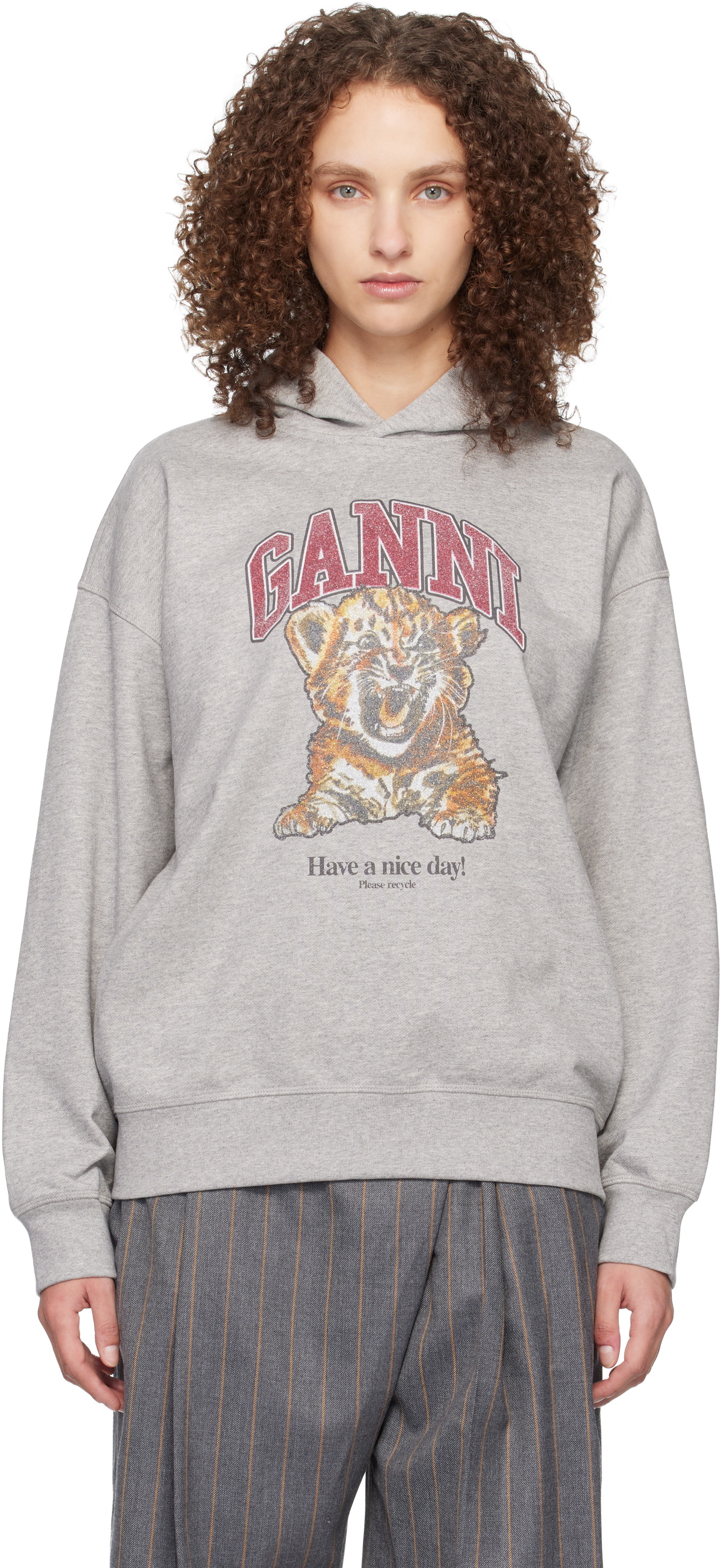 GANNI Gray Tiger Hoodie
