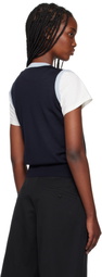 Maison Kitsuné Navy Baby Fox Patch Bi-Color Knitted Tank Top