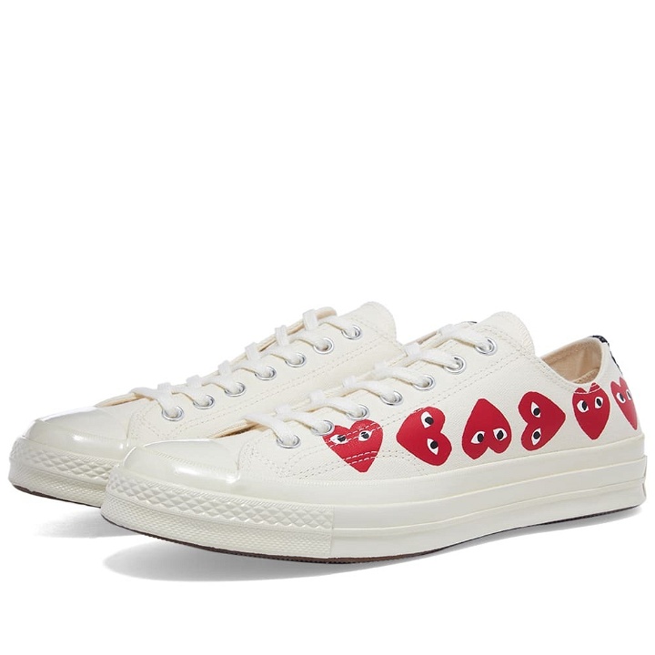 Photo: Comme des Garçons Play x Converse Chuck Taylor Multi Heart 1 Sneakers in Off White