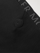 Moncler - Slim-Fit Logo-Print Shell-Trimmed Cotton-Jersey Sweatpants - Black