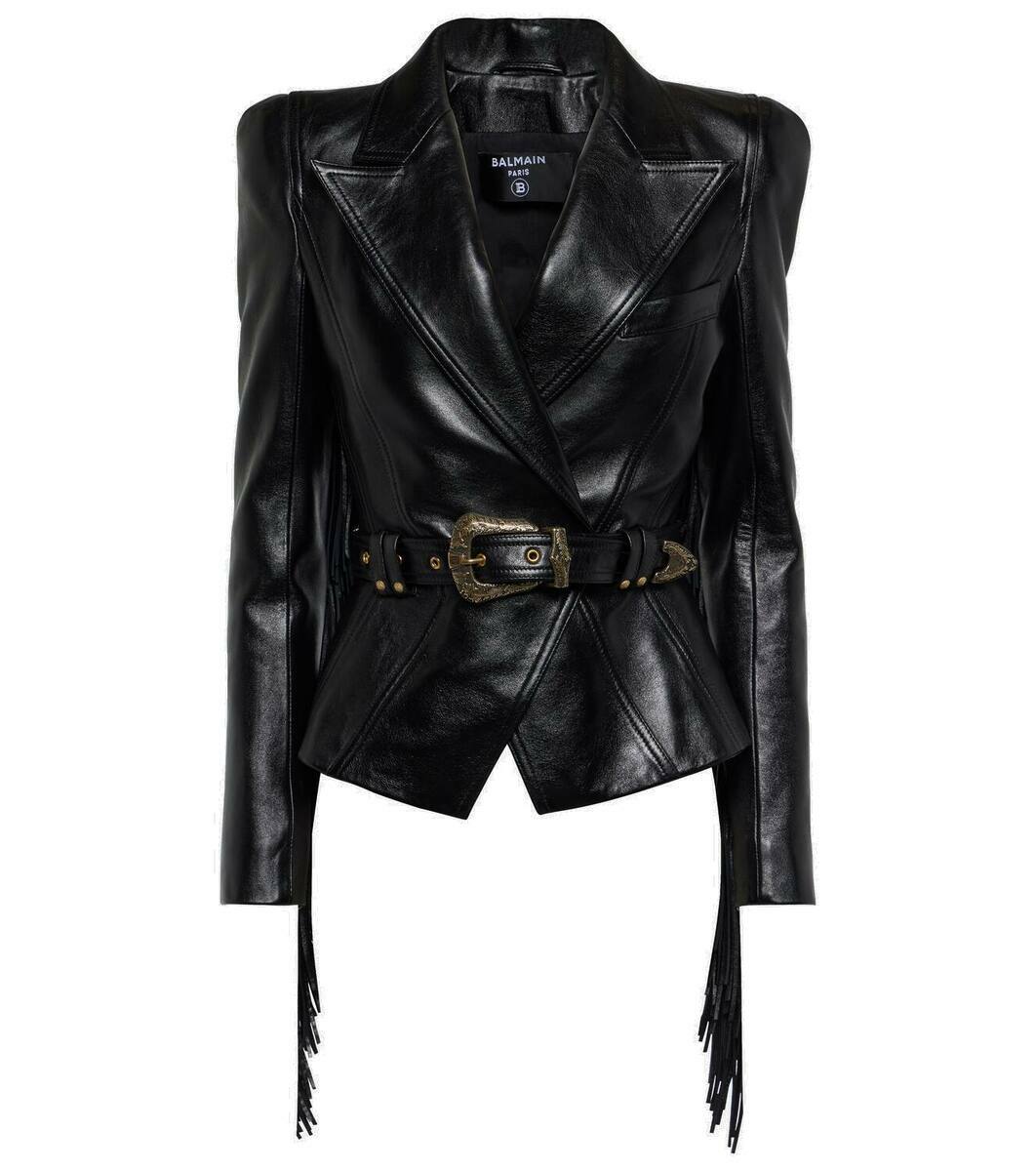 Balmain Jolie Madame fringed leather jacket Balmain