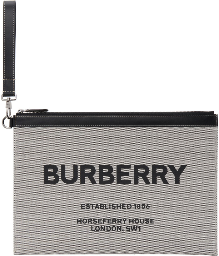 Photo: Burberry Grey Large 'Horseferry' Edin Pouch