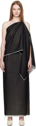 La Collection Black Macha Raw Scarf Top