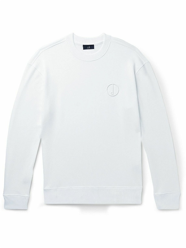 Photo: Dunhill - Logo-Embroidered Cotton-Jersey Sweatshirt - Neutrals