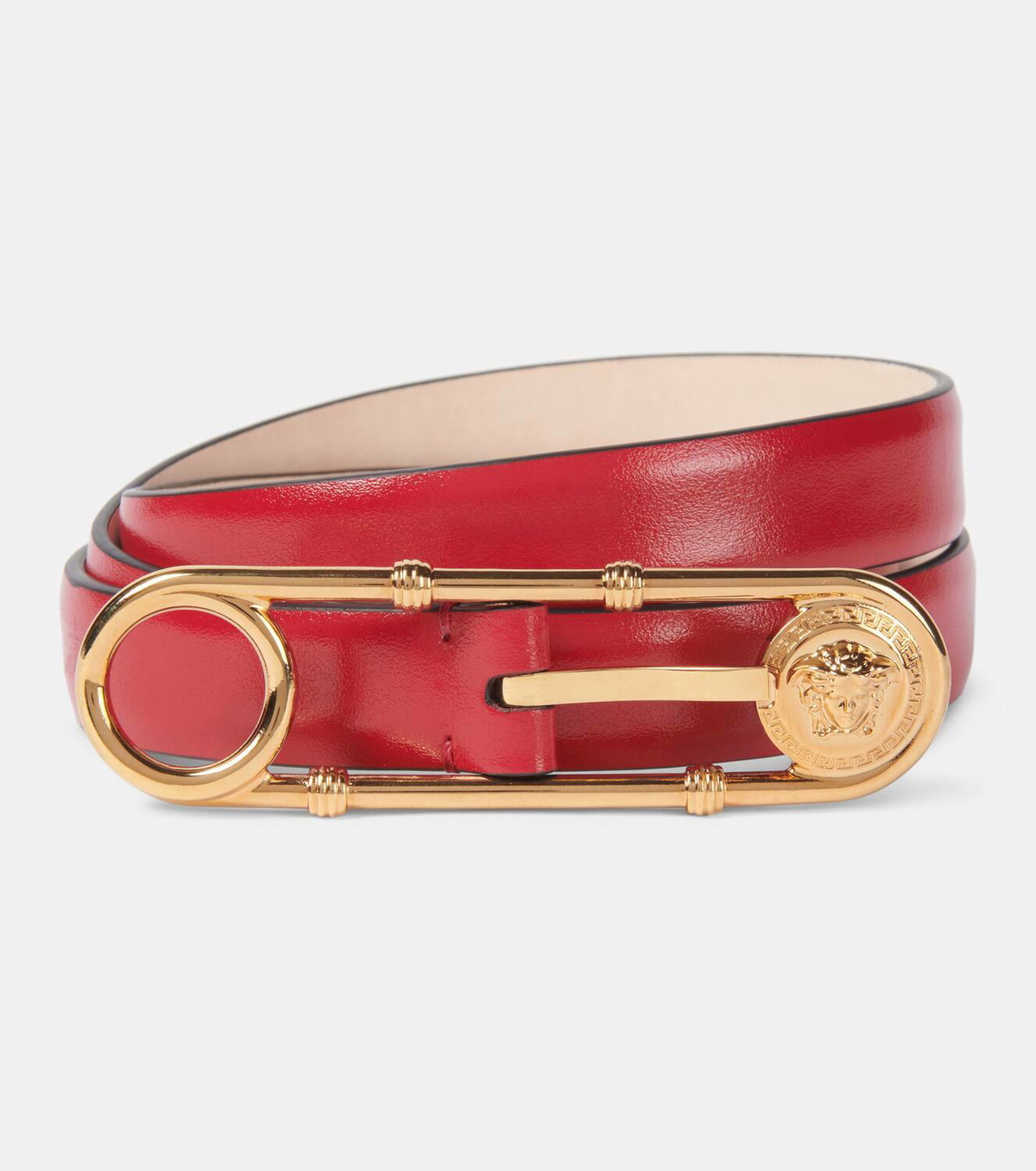 【関税込み】Versace レッド セーフティーピン レザーベルト Versace セーフティピン レザーベルト | レッド | FARFETCH JP
