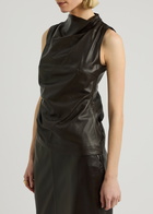 Arma Sarande Gathered Asymmetric Leather top Brown
