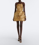 Oscar de la Renta Floral appliqué bustier dress
