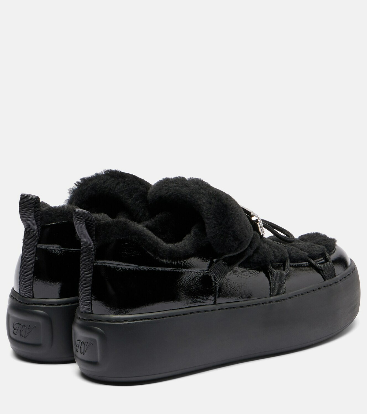 Roger Vivier Viv' Up shearling and patent leather sneakers