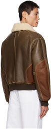 Recto Brown Paneled Leather Jacket