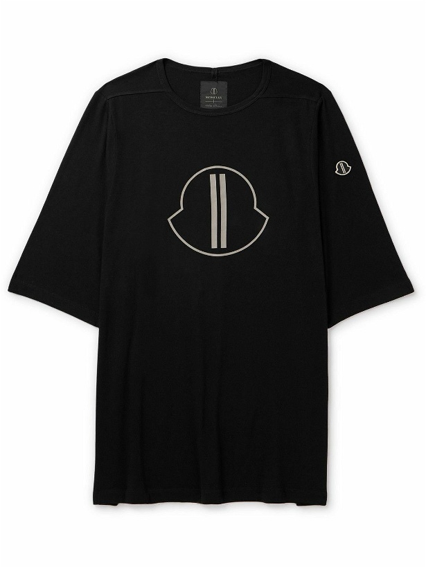Photo: Rick Owens - Moncler Logo-Print Cotton-Jersey T-Shirt - Black