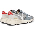 Golden Goose - Running Sole Leather-Trimmed Distressed Suede, Canvas, Nubuck and Mesh Sneakers - Gray