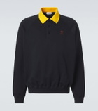 Versace Embroidered cotton jersey polo sweatshirt