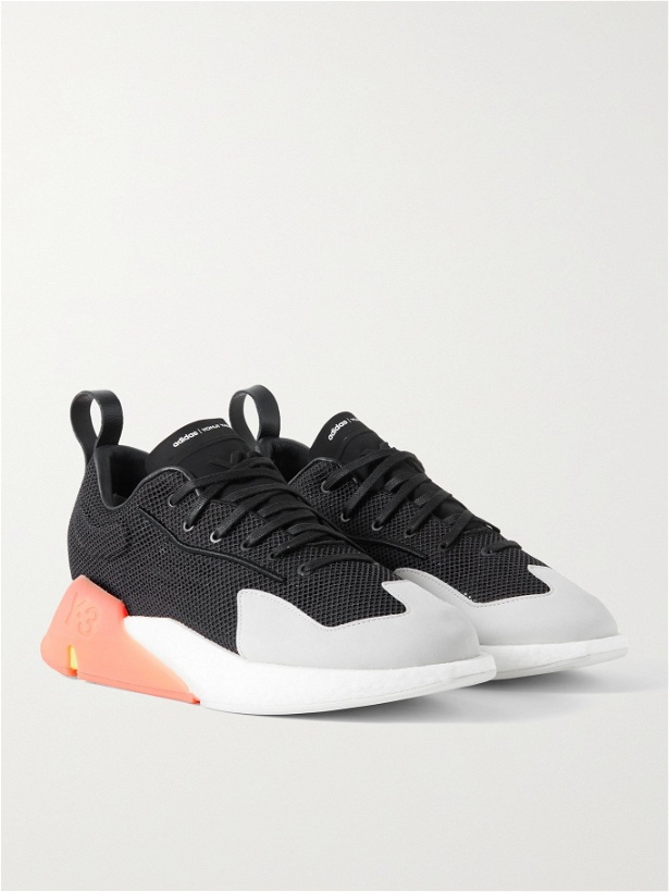 Photo: Y-3 - Orisan Leather and Rubber-Trimmed Mesh and Nubuck Sneakers - Black