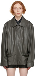 Feng Chen Wang Black Faux-Leather Jacket