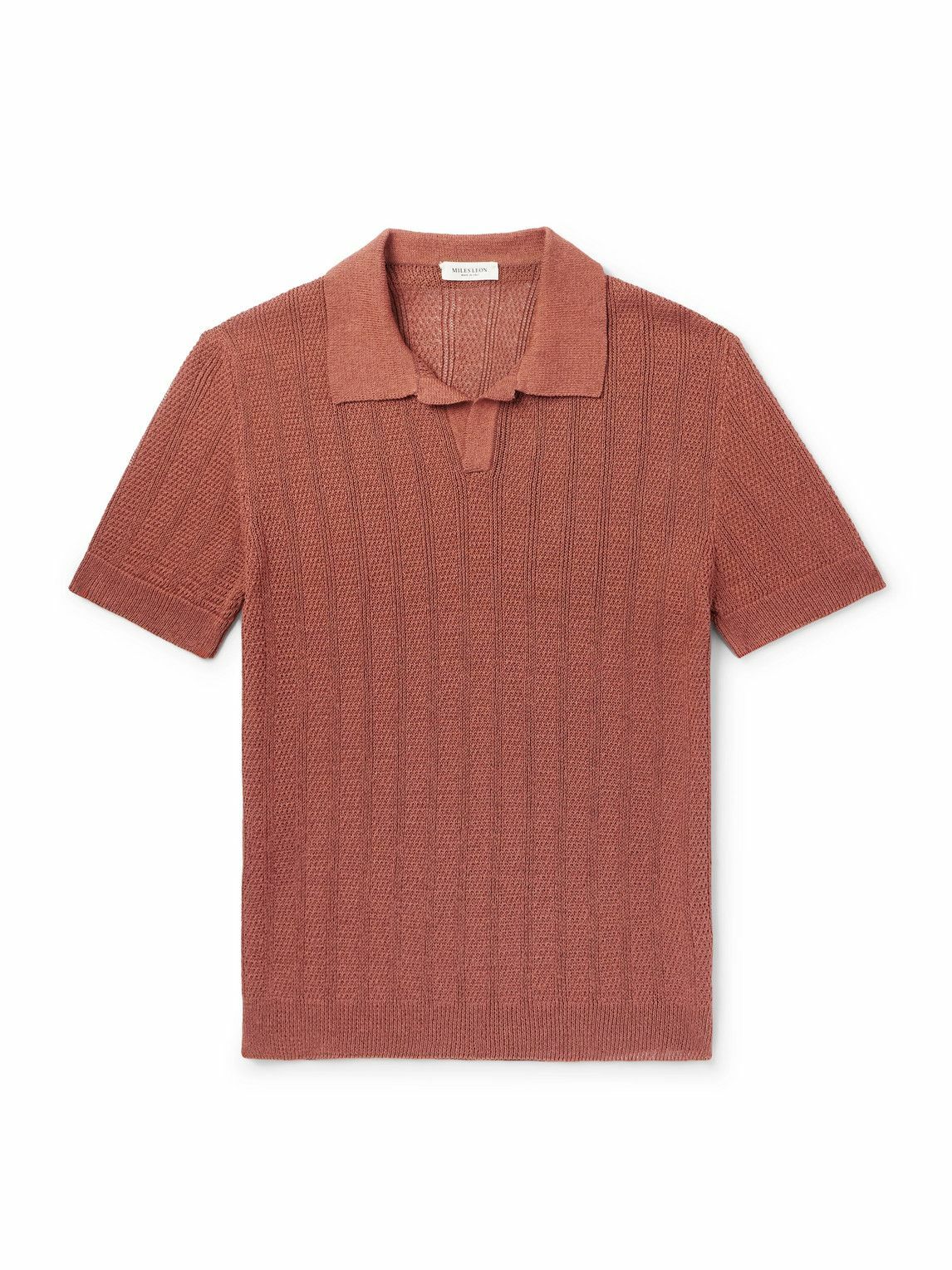 MILES LEON - Fabien Linen and Cotton-Blend Polo Shirt - Orange