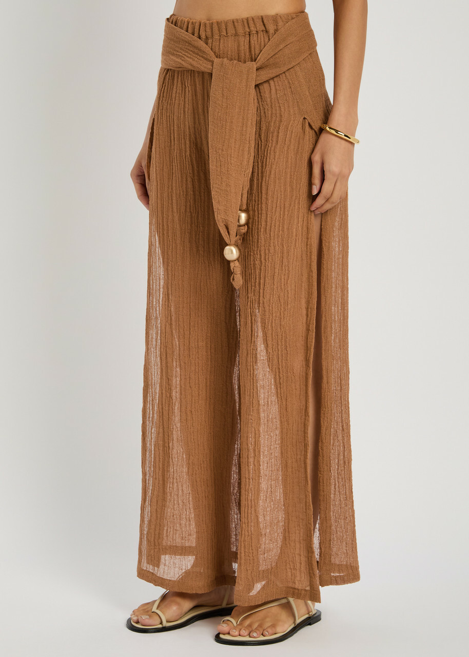 Lisa Marie Fernandez Open Side Linen-blend Beach Trousers Light Brown