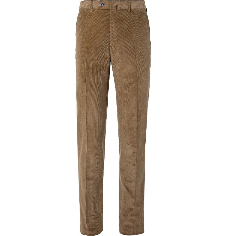 Photo: Caruso - Slim-Fit Cotton-Blend Corduroy Trousers - Brown