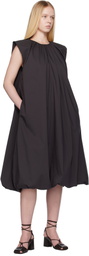 AMOMENTO Gray Cotton Volume Shirring Minidress