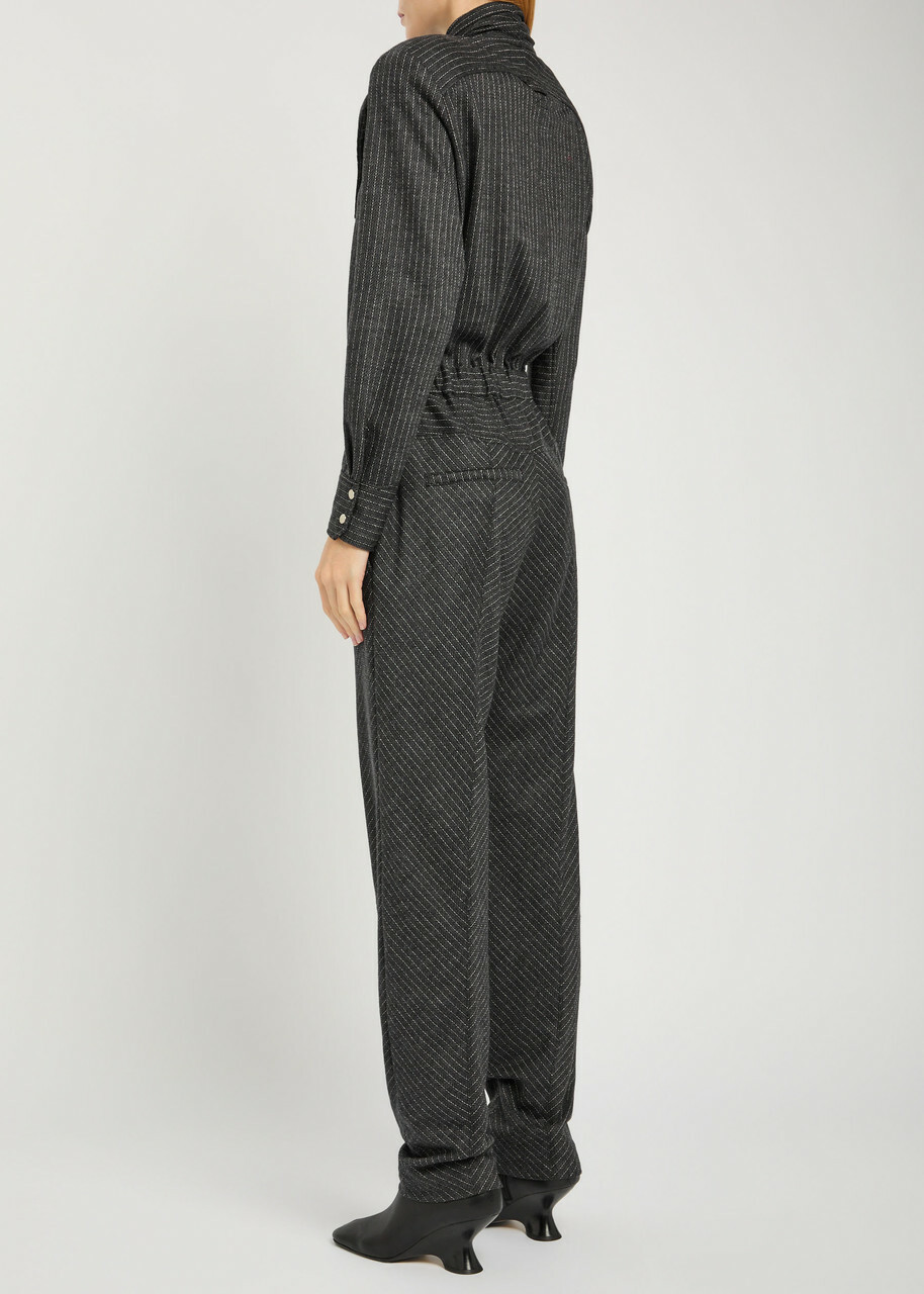 Isabel Marant Rheane Pinstriped Wool-blend Jumpsuit Dark Grey