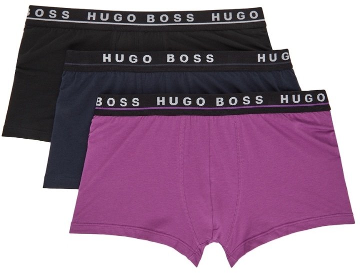 Photo: BOSS Three-Pack Multicolor Trunk Boxers