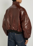Willy Chavarria Quilted Leather Bomber Jacket Brown