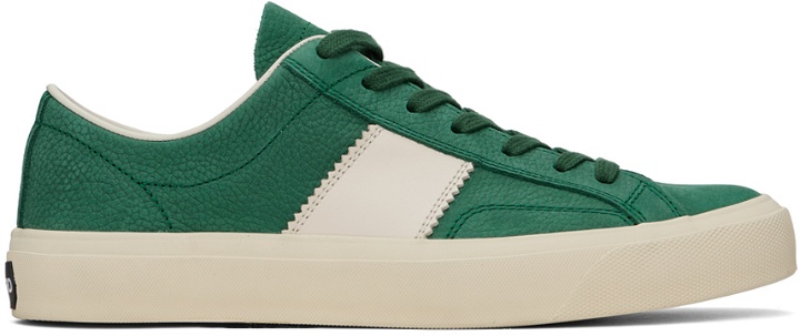 Photo: TOM FORD Green Leather Cambridge Sneakers