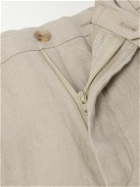Boglioli - Herringbone Cotton and Linen-Blend Suit Trousers - Neutrals