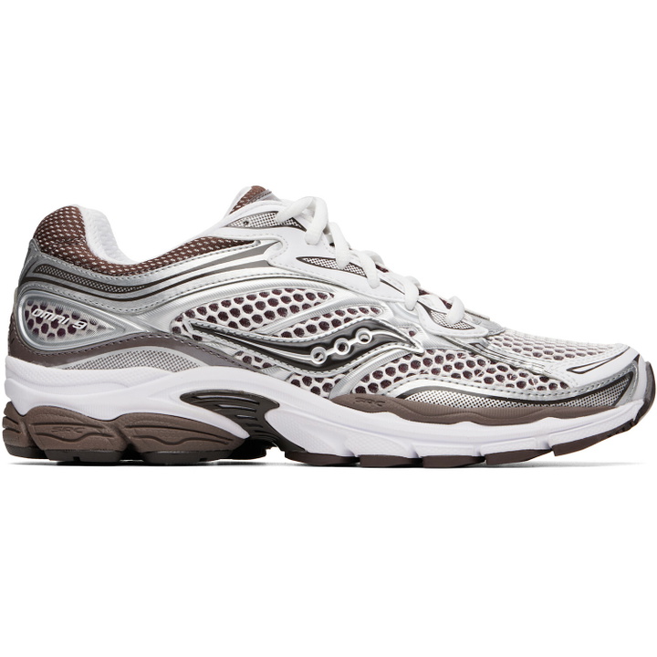 Photo: Saucony White & Brown ProGrid Omni 9 Sneakers