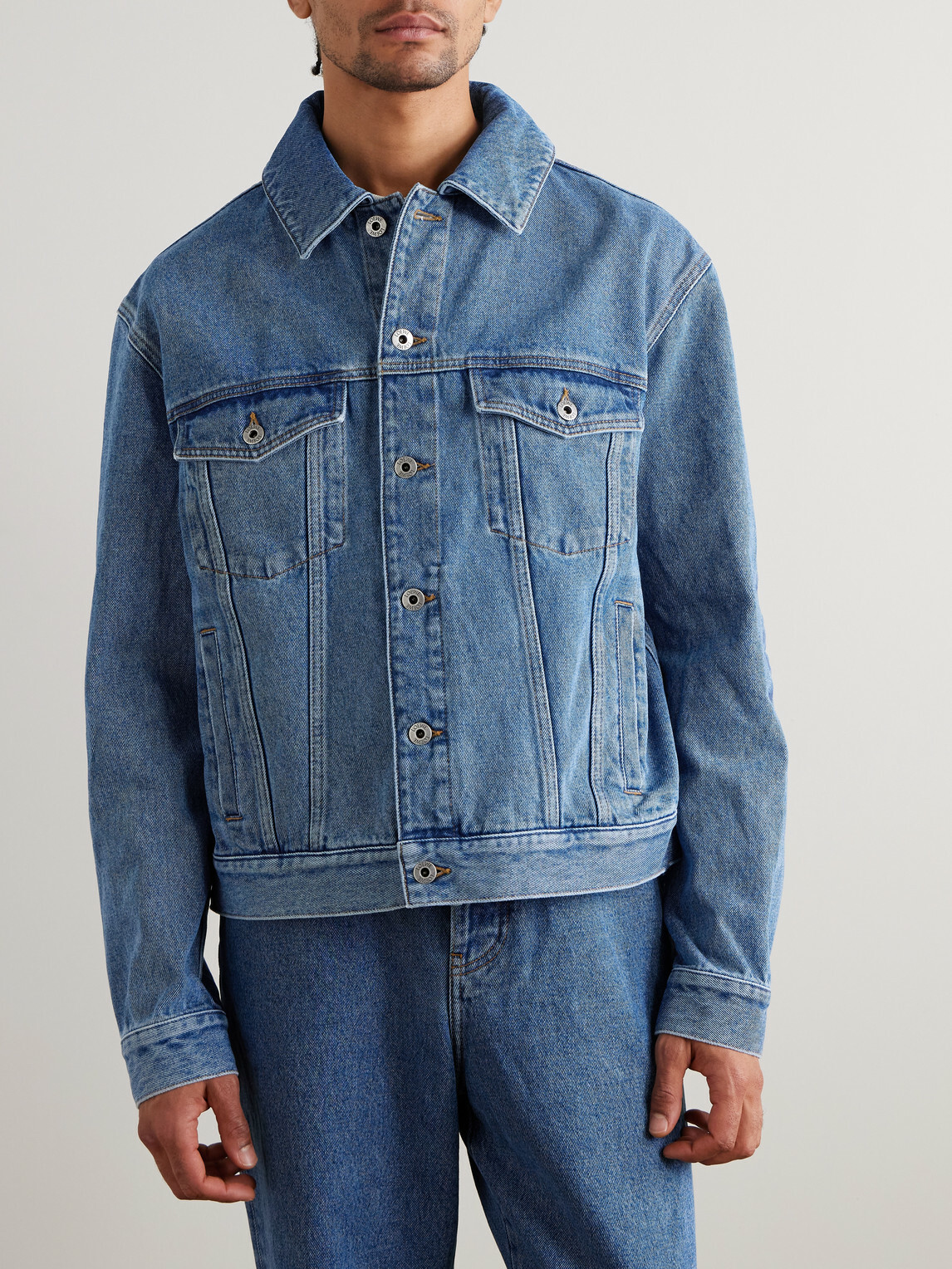 LOEWE - Anagram Embroidered Denim Jacket - Blue