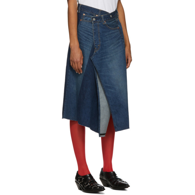 Junya Watanabe Blue Denim Asymmetric Skirt Junya Watanabe