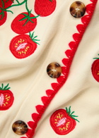 Never Fully Dressed Tomato Embroidered Knit Cardigan Cream
