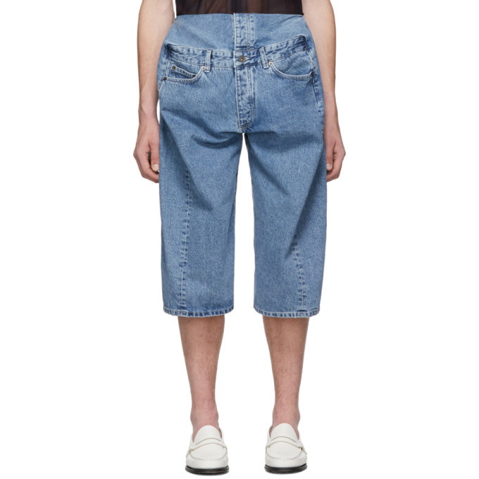 Y/Project Blue Denim Pop-Up Shorts Y/Project