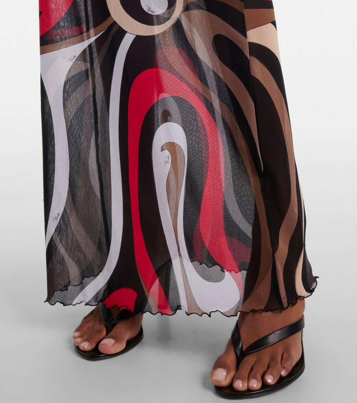 Pucci Printed tulle-trimmed jersey maxi dress