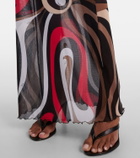 Pucci Printed tulle-trimmed jersey maxi dress