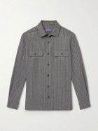 Ralph Lauren Purple label - Pinstriped Super 150s Wool-Flannel Shirt - Gray