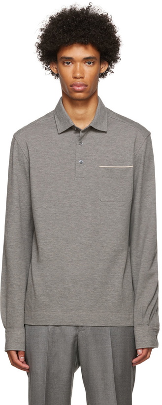 Photo: ZEGNA Gray Cotton Polo