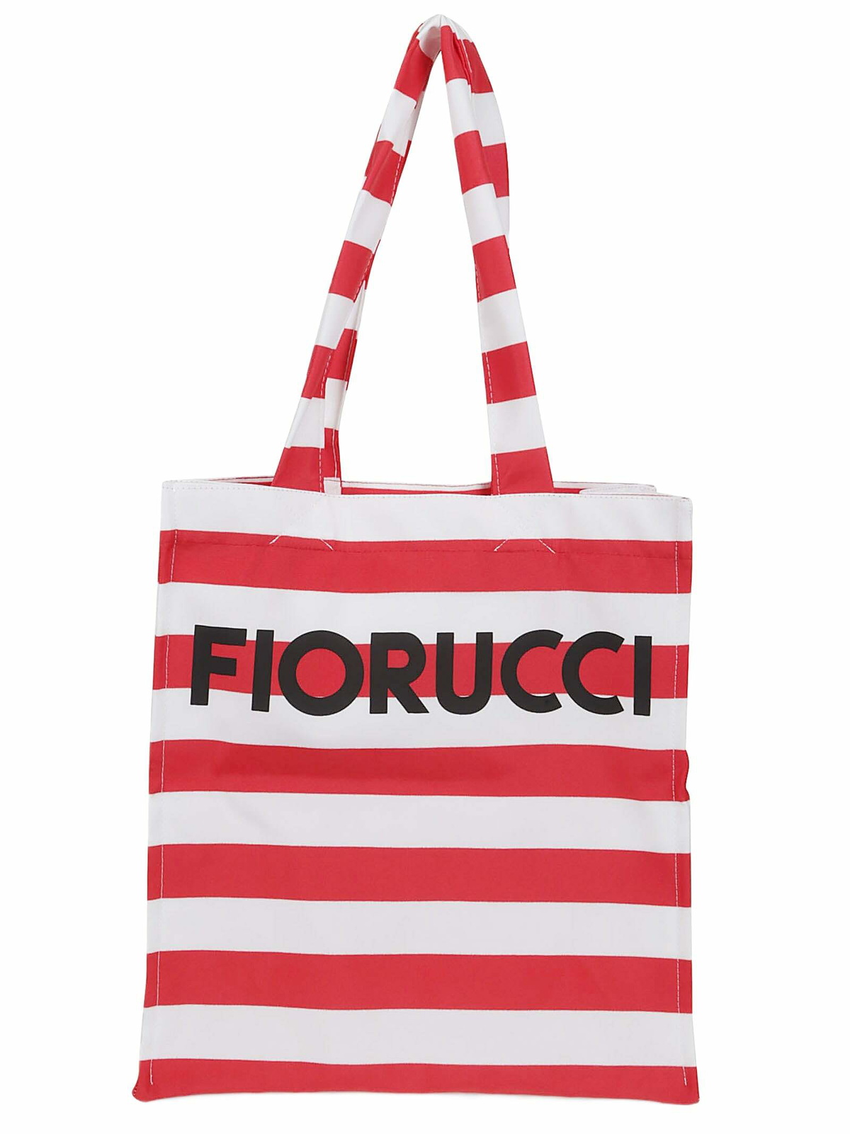 Fiorucci Red Striped Logo Print Nylon Tote Bag