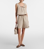 Miu Miu Leather-trimmed cotton-blend crop top