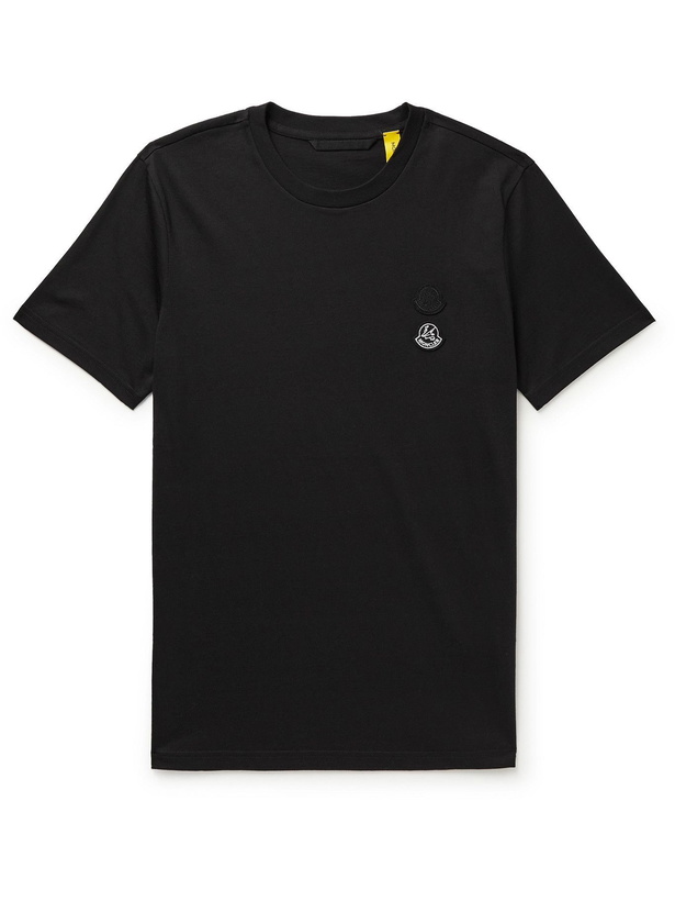 Photo: Moncler Genius - 2 Moncler 1952 Logo-Appliquéd Cotton-Jersey T-Shirt - Black
