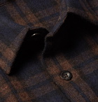 Loewe - Leather-Trimmed Checked Wool-Blend Overshirt - Men - Brown