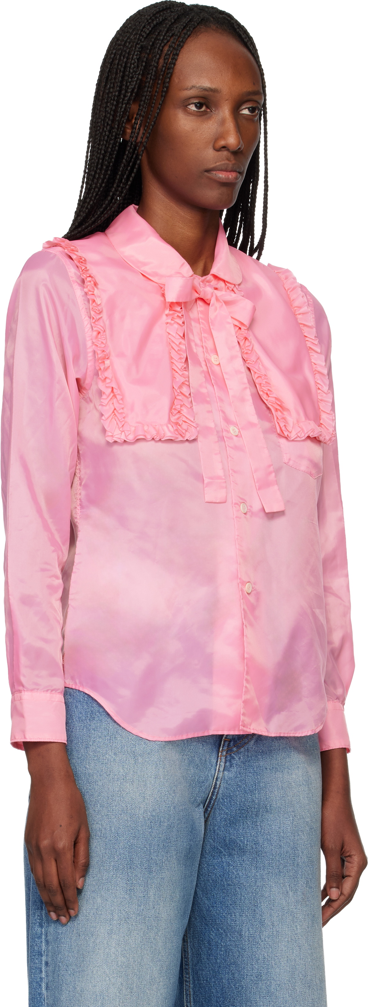 Comme des Garçons Girl Pink Taffeta Garment Treated Shirt